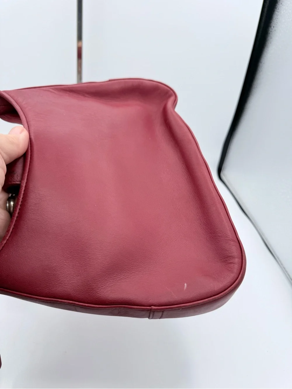 Coach Ergo Demi Hobo Bag Red Glove Leather Silver Hardware Y2K Shoulder Bag 8319